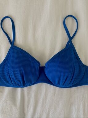 Shade & Shore Royal Blue Ribbed Underwire Bikini Top